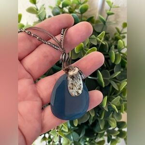SILPADA STERLING SILVER LARGE BLUE QUARTZITE GLASS SEED BEAD CORD NECKLACE N2227